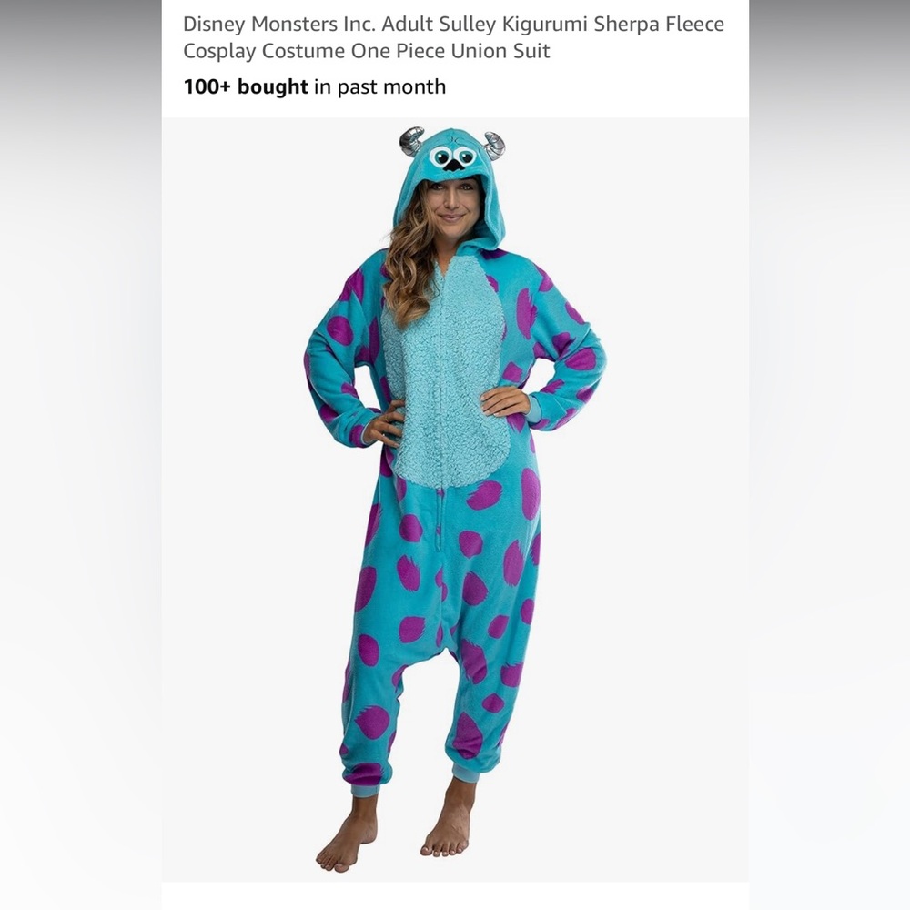 Disney Monsters Inc. Adult Sulley Kigurumi Sherpa Fleece Cosplay Costume